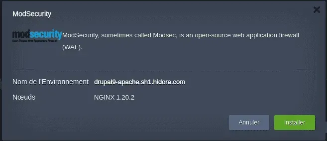 setup ModSecurity on Hidora
