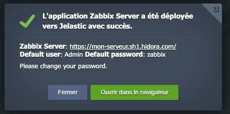 Zabbix installation success